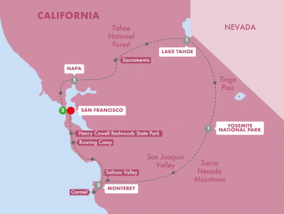 Map showing the Tour regions